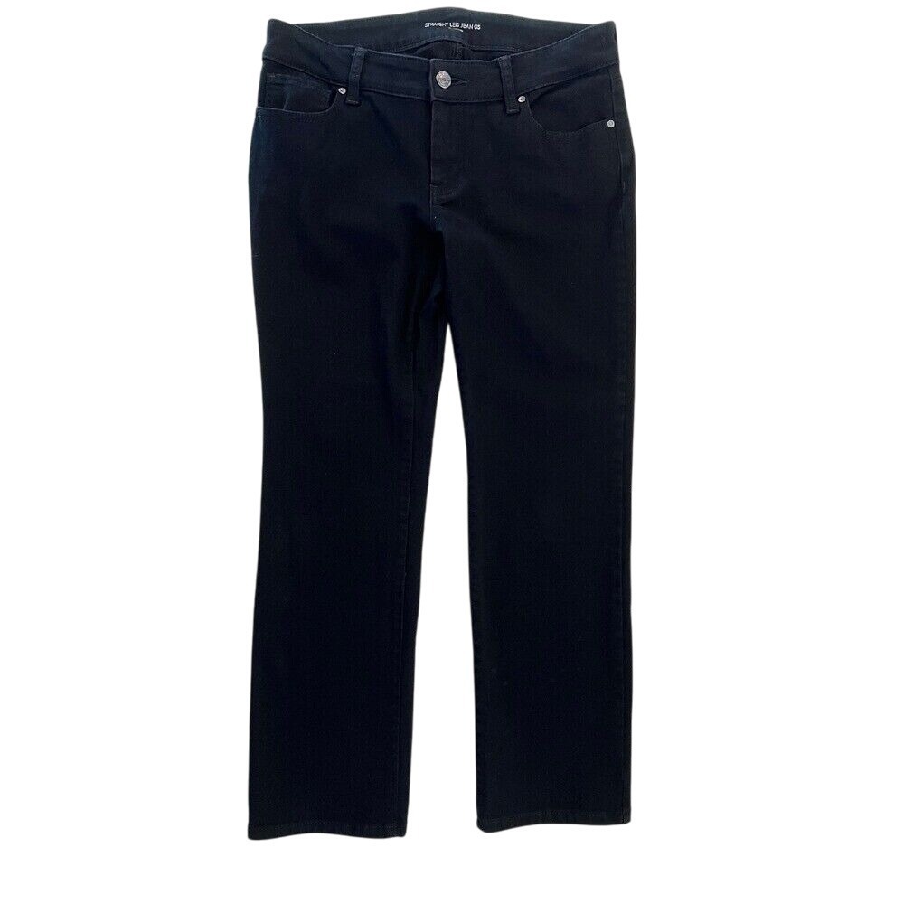 Chico's Black Straight Leg Jeans Comfort Stretch Denim Size 0 Short‎
